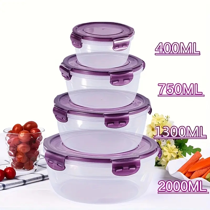 Food Storage Method - 4 Recipientes de Plástico para Almacenamiento