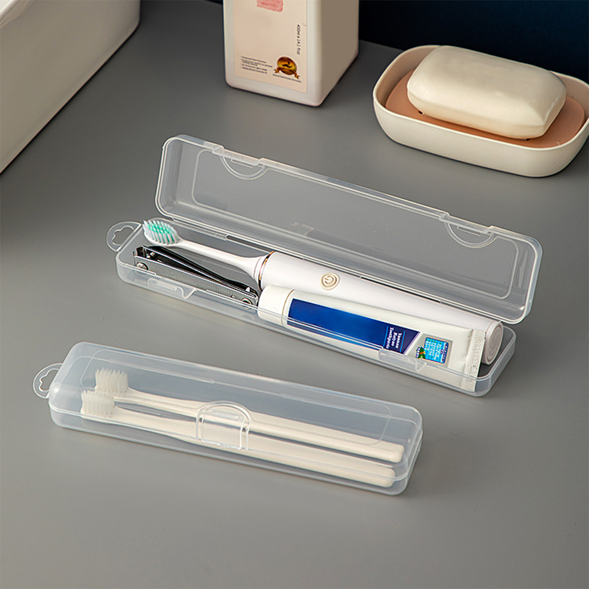 Food Storage Organization - WORTHBUY Caja organizadora transparente para cepillo