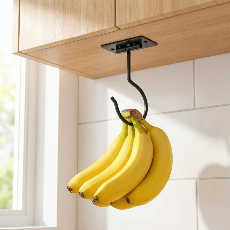 Food Storage Method - Gancho Adhesivo de Metal Negro para