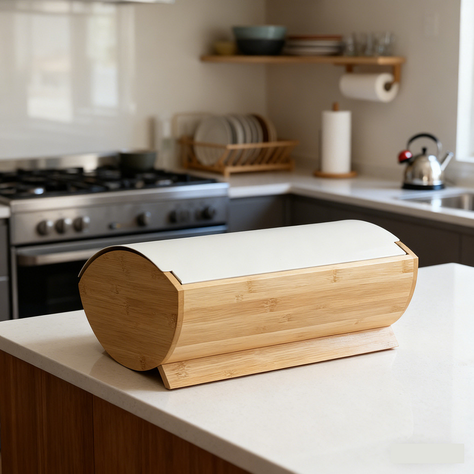 Caja para Pan con Cubierta de  - Bread Box Bamboo reseña y precio