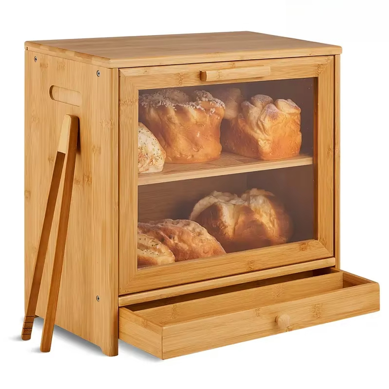 Caja de Pan de Bambú de 2 Nive - Bread Box Bamboo reseña y precio