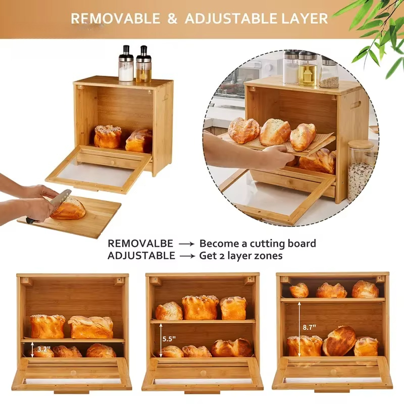 Caja de Pan de Bambú de 2 Nive - Bread Box Bamboo reseña y precio