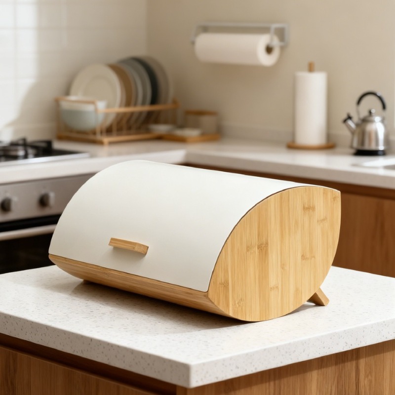 Caja para pan con tapa de bamb - Bread Box Bamboo reseña y precio