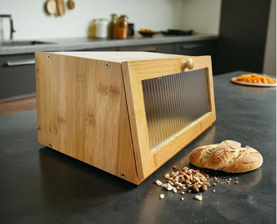 Caja de pan de bambú, encimera - Bread Box Bamboo reseña y precio