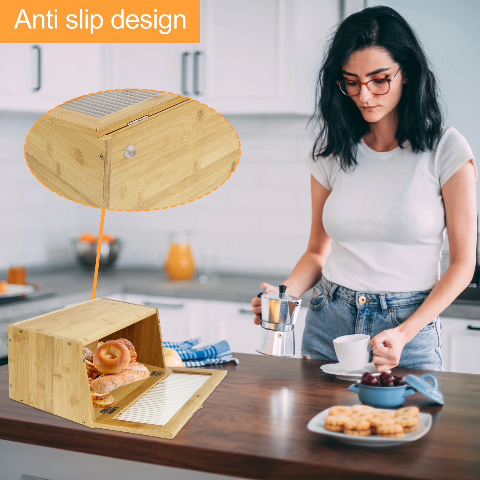 Caja de pan de bambú, encimera - Bread Box Bamboo reseña y precio